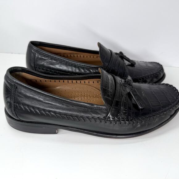 Florsheim Pisa Mens Loafers Black Croc Print Tassel 18469 Slip-On Shoes 9.5 EEE main image 7